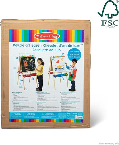 Melissa & Doug Deluxe Standing Art Easel - Dry-Erase Board, Chalkboard, Paper Roller, 36 months to 84 months in Saudi Arabia