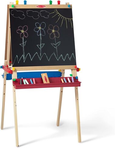Melissa & Doug Deluxe Standing Art Easel - Dry-Erase Board, Chalkboard, Paper Roller, 36 months to 84 months in Saudi Arabia