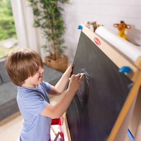Melissa & Doug Deluxe Standing Art Easel - Dry-Erase Board, Chalkboard, Paper Roller, 36 months to 84 months in Saudi Arabia