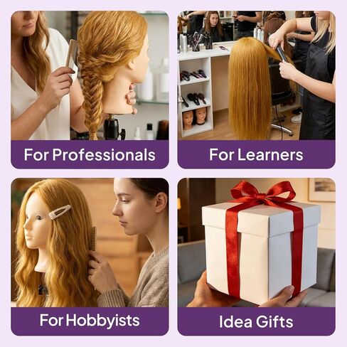 Mannequin Head with 95% Human Hair, 20" Blonde Cosmetology Training Doll for Braiding, Styling, Cutting and Makeup Practice, Clamp Stand Included in Saudi Arabia