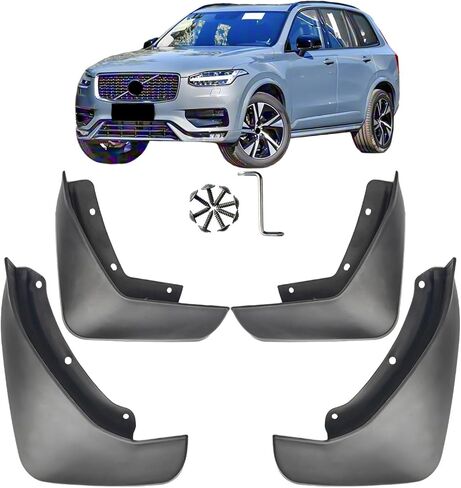 Compatible with Volvo XC90 2015-2026 Car Mud Flaps Splash Guards Mudguards Mudflaps No Drill Sturdy All Weather Protector Paint & Tire Auto Fender Splashs Guard PP Material Accessories, Black in Saudi Arabia