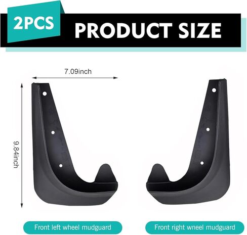2 PCS Car Mud Flaps, Splash-protection Waterproof Fender Kit, Seamless Connection All Weather Left Right Mudguard Protector, Universal Modification Hardware for Most Cars SUVs (Black) in Kuwait