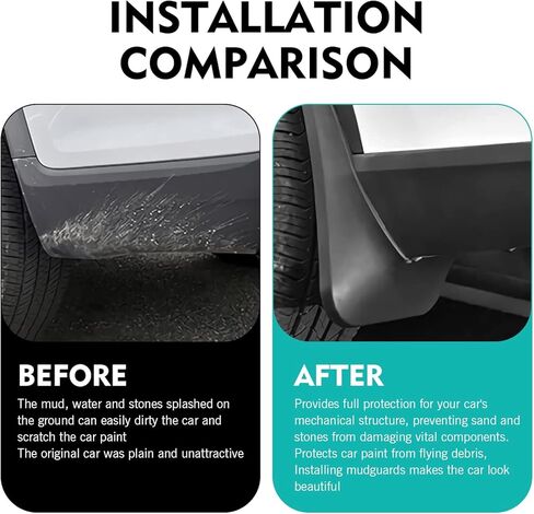 2 PCS Car Mud Flaps, Splash-protection Waterproof Fender Kit, Seamless Connection All Weather Left Right Mudguard Protector, Universal Modification Hardware for Most Cars SUVs (Black) in Kuwait