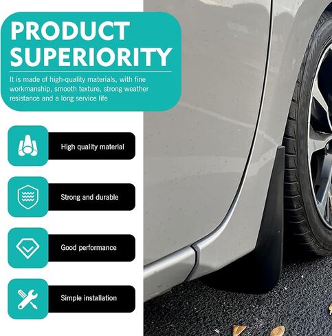 2 PCS Car Mud Flaps, Splash-protection Waterproof Fender Kit, Seamless Connection All Weather Left Right Mudguard Protector, Universal Modification Hardware for Most Cars SUVs (Black) in Kuwait