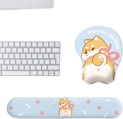 Ergonomic Keyboard Wrist Rest and Mouse Pad Set, Shiba Inu Design, Non-Slip Desk Mat in Saudi Arabia