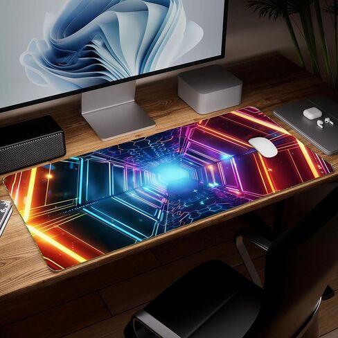 Leather Colorful Desk Pad, Colorful Art Mouse Pad Large Computer Keyboard Gaming Mousepad Waterproof Desktop Protector & Cover, Decorative PU Leather Laptop Mouse Mat Decor 10 x 25.6 inch C44 in Saudi Arabia