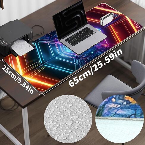Leather Colorful Desk Pad, Colorful Art Mouse Pad Large Computer Keyboard Gaming Mousepad Waterproof Desktop Protector & Cover, Decorative PU Leather Laptop Mouse Mat Decor 10 x 25.6 inch C44 in Saudi Arabia