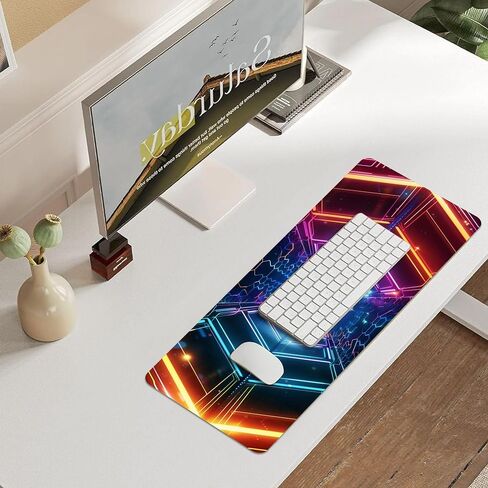 Leather Colorful Desk Pad, Colorful Art Mouse Pad Large Computer Keyboard Gaming Mousepad Waterproof Desktop Protector & Cover, Decorative PU Leather Laptop Mouse Mat Decor 10 x 25.6 inch C44 in Saudi Arabia