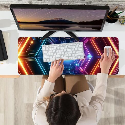 Leather Colorful Desk Pad, Colorful Art Mouse Pad Large Computer Keyboard Gaming Mousepad Waterproof Desktop Protector & Cover, Decorative PU Leather Laptop Mouse Mat Decor 10 x 25.6 inch C44 in Saudi Arabia