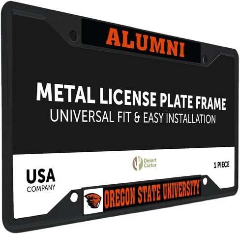 Desert Cactus Oregon State University Car Accessories Beavers Metal License Plate Frame and Tag Holder for Front or Rear of Car (Alumni Black Background 2-Pack) in Kuwait