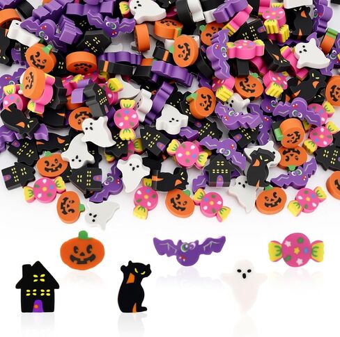 HFATMOS 320 Pcs Mini Halloween Erasers, Pumpkin Ghost Bat Erasers for Halloween Party Favors Student Classroom Rewards in Saudi Arabia