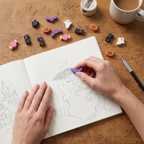 HFATMOS 320 Pcs Mini Halloween Erasers, Pumpkin Ghost Bat Erasers for Halloween Party Favors Student Classroom Rewards in Saudi Arabia