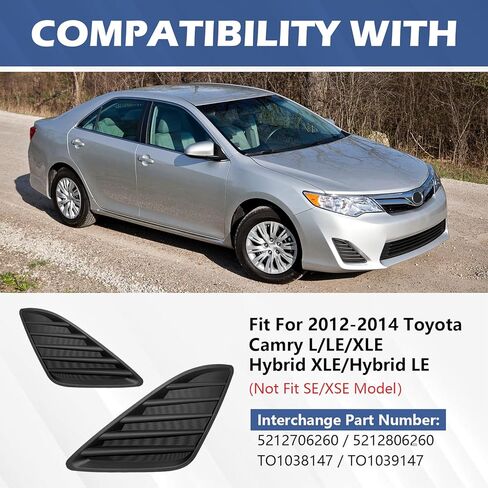 Front Fog Light Cover Compatible with 2012 2013 2014 Camry L/LE/XLE/Hybrid (XLE, LE), ABS Front Fog Lamp Cover trim for Left &Right Side Replaces for 5212806260 5212706260 in Saudi Arabia