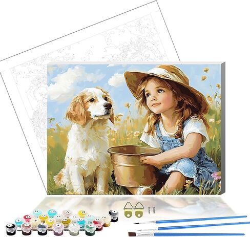 bestact Adults Paint by Number Kits,Framed Painting by Numbers Kits on Canvas,Color by Numbers Adult Watercolor Gifts for Friends Wall Decor (pygmy) in Saudi Arabia
