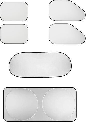 6PCS Car Windshield Sunshade, Foldable Vehicle Side Window Sun Shade with Storage Bag for Front & Rear Windshields, Privacy Protection Cover Block UV Rays, Keep Cool for Most Cars in Kuwait