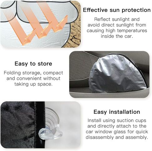 6PCS Car Windshield Sunshade, Foldable Vehicle Side Window Sun Shade with Storage Bag for Front & Rear Windshields, Privacy Protection Cover Block UV Rays, Keep Cool for Most Cars in Kuwait