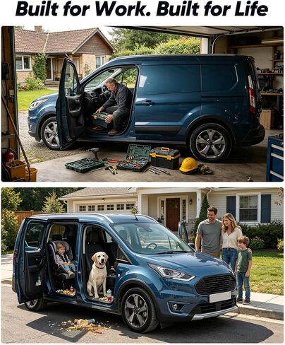 Van Mats for Ford Transit Connect: Custom Fit 2014-2021 Vinyl Floor and Floor Posts Front Row with Secondary Footrest Only – Heavy-Duty All-Weather TPE Accessories for Van Cargo | Work | Family in Saudi Arabia