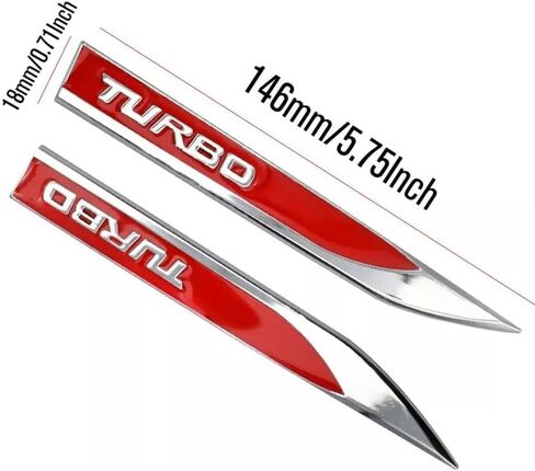 Pair Turbo Emblem 3D Metal Sport Badge Side Door Hood Nameplate with Double Tape for Cars, Trucks, Motorcycles (Chrome Black) in Saudi Arabia