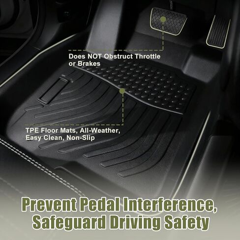 Priprilod Floor Mats Custom Fit for Lincoln Nautilus 2019-2023 & Lincoln MKX 2016-2018, All Weather TPE Floor Liners 3D Laser Measured, Waterproof Non-Slip Heavy Duty 1st & 2nd Row Full Set 3PCS in Kuwait