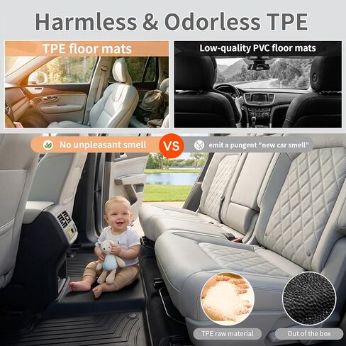 Car Floor Mats for 2026 Toyota RAV4 Hybrid (Not for Phev) TPE Full Set with Cargo Liner & 2nd Row Backrest Mat,All Weather Protection Custom Fit Full Coverage Anti-Slip Waterproof in Kuwait