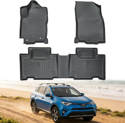Car Floor Mats for 2026 Toyota RAV4 Hybrid (Not for Phev) TPE Full Set with Cargo Liner & 2nd Row Backrest Mat,All Weather Protection Custom Fit Full Coverage Anti-Slip Waterproof in Kuwait