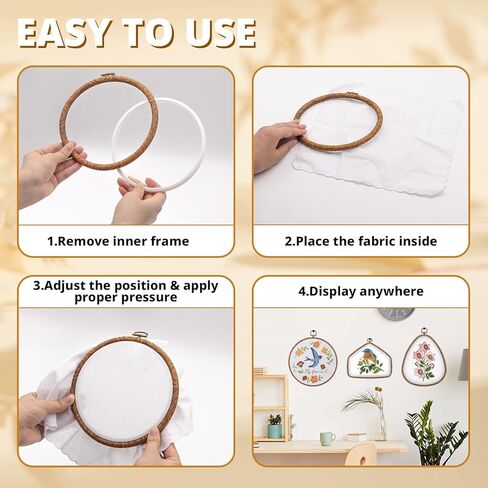 10 Pcs Decorative Embroidery Hoop, Imitated Wood Embroidery Frames, Circle/Octagonal/House/Water Drop Cross Stitch Frame for DIY Craft Sewing & Wall Hanging Decor in Saudi Arabia