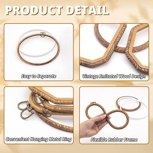 10 Pcs Decorative Embroidery Hoop, Imitated Wood Embroidery Frames, Circle/Octagonal/House/Water Drop Cross Stitch Frame for DIY Craft Sewing & Wall Hanging Decor in Saudi Arabia