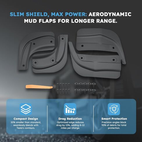Mud Flaps Splash Guards Fenders No Drilling No Tape Compatible with Tesla Model 3 Highland 2024 2025 2026 All Weather Protector Mudguards for Model 3 Exterior Accessories (Set of 4) in Saudi Arabia