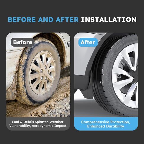 Mud Flaps Splash Guards Fenders No Drilling No Tape Compatible with Tesla Model 3 Highland 2024 2025 2026 All Weather Protector Mudguards for Model 3 Exterior Accessories (Set of 4) in Saudi Arabia