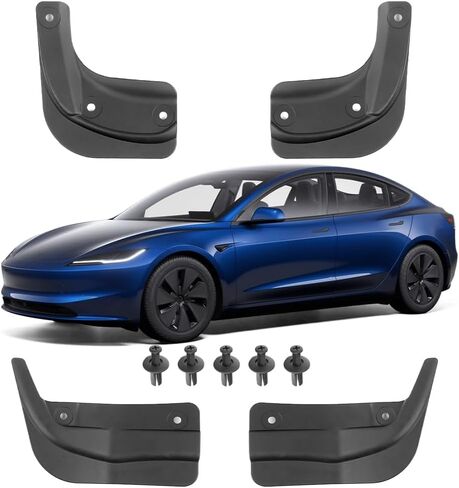 Compatible with Tesla Model 3 2024 2025 2026 Mud Flaps & Splash Guards Model 3 Exterior Accessories PP+TPE Soft Material No Drilling One Step Instllation 4pcs in Saudi Arabia