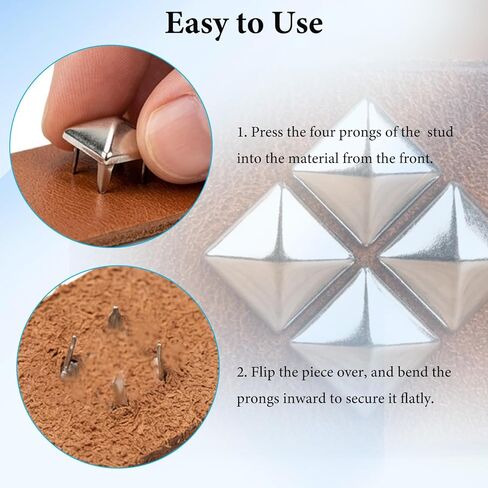 250Pcs 8mm Square Pyramid Studs for Clothing, Metal Claw Nailhead Spike Rivets Studs for Fabric Punk Rock Clothing Leather Shoes Bag DIY Craft Accessories (Silver) in Saudi Arabia