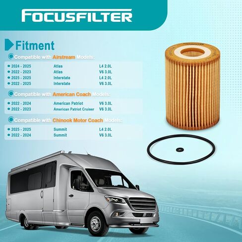 FOCUSFILTER HU821X OEM Grade Oil Filter, for Mercedes-Benz Sprinter 2500/3500/3500XD/4500, Freightliner, Winnebago Era/View/Revel 3.0L OM642 Diesel, Replaces 6421800009, 6421840025, 5175571AA in Saudi Arabia
