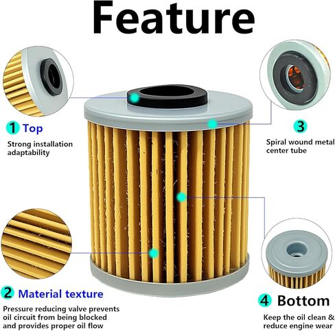 فلتر زيت مع حلقات زنبركية متوافقة مع KX250 2019-2025 KX250F 2005-2020، 52010-0001 عنصر فلتر الزيت (عبوة من 5) in Kuwait