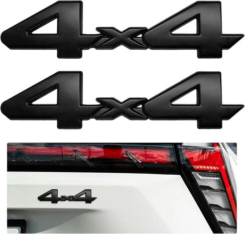 2 PCS 3D 4x4 Blackout Emblem, Fashionable Auto Metal 4x4 Decal with Strong Adhesive, Waterproof Emblem Badge Exterior Decor for Most Sedans SUVs Trucks, Car Accessories (Black) in Kuwait