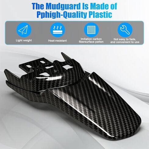 Rear Fender Carbon Fiber Pattern，Motorcycle Rear Seat Mudguard Compatible with Surron Light Bee S, X, X160, X260 Electric Dirt Bike, ABS Plastic Shock Protector Splash Guard in Saudi Arabia