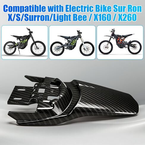 Rear Fender Carbon Fiber Pattern，Motorcycle Rear Seat Mudguard Compatible with Surron Light Bee S, X, X160, X260 Electric Dirt Bike, ABS Plastic Shock Protector Splash Guard in Saudi Arabia