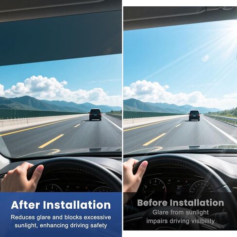 Windshield Tint Strip, 51.2 × 7.9 Inch Waterproof Car Windshield Sun Shading Film with Scraper, Universal Auto Front Windscreen Tint Strip for Heat & UV Protection in Saudi Arabia