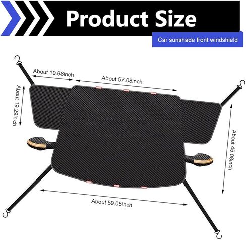 Car Windshield Sun Shade, Dual-Purpose Sun Shade & Snow Shield, Heavy Duty Thicken Windshield Protector -Snow Ice Frost Sun, Suitable for Most Cars, SUVs, Trucks (Black) in Saudi Arabia