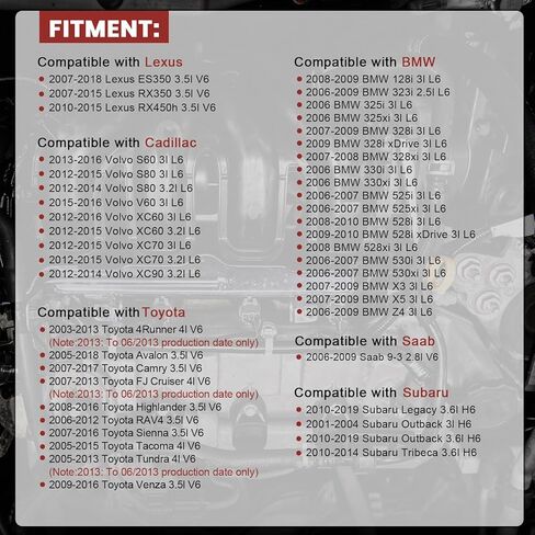 Iridium Spark Plugs Set of 6 6619 Compatible with 2005-2015 Toyota Tacoma Camry Avalon 4Runner FJ Cruiser Highlander RAV4 Sienna Tundra Venza 3.5L 4.0L & 2007-2015 Lexus RX350 ES350 3.5L #LFR6AIX-11 in Saudi Arabia