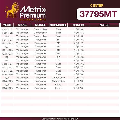 أجزاء الهيكل الفاخرة من Metrix - رابط السحب المركزي يناسب قاعدة Volkswagen Campmobile 68-74، قاعدة الناقل 68-79، الناقل 71-74 211، الناقل 71-73 215، الناقل 71 261، 265، TA5604 in Kuwait