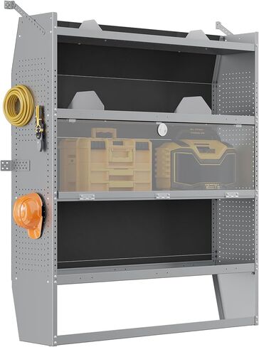 Cargo Van Shelving with Lockable Door Kits,Fit Transit, Nv, Promaster,Sprinter Mid/High Roof,Adjustable Heavy-Duty Steel Van Shelving Storage System W/Hooks & Ropes,52" W X 60" H X 13" D in Saudi Arabia