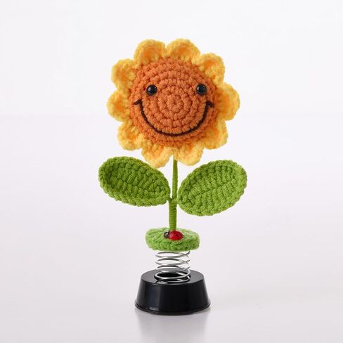 Smiley Sunflower Bobblehead – Cute Dashboard & Desk Décor | Spring-Mounted Dancing Flower Ornament with Ladybug Accent | Cheerful Gift for Car, Office, or Home in Saudi Arabia