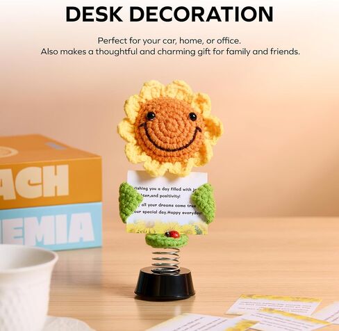Smiley Sunflower Bobblehead – Cute Dashboard & Desk Décor | Spring-Mounted Dancing Flower Ornament with Ladybug Accent | Cheerful Gift for Car, Office, or Home in Saudi Arabia