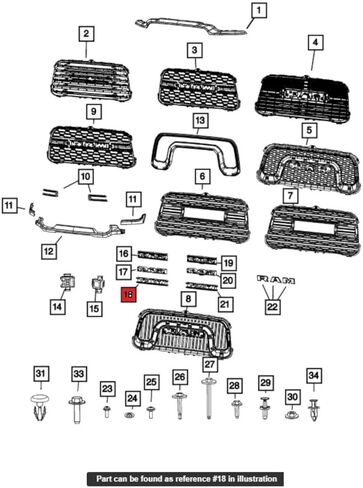 مصنع OEM 68459117AA حامل لوحة دعم شعار الشبكة الأمامية 6845 911 7AA لـ Mopar 2500 3500 2019-2024. in Kuwait