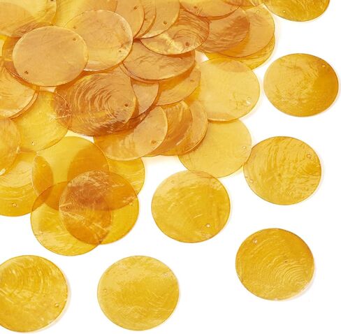 قذائف كابيز مستديرة قطع قذائف طبيعية سحر 2 ثقوب قذيفة عملة الخرز للرياح الدقات ستارة الباب ضوء السقف الحرف صنع المجوهرات الحرف اليدوية in Kuwait