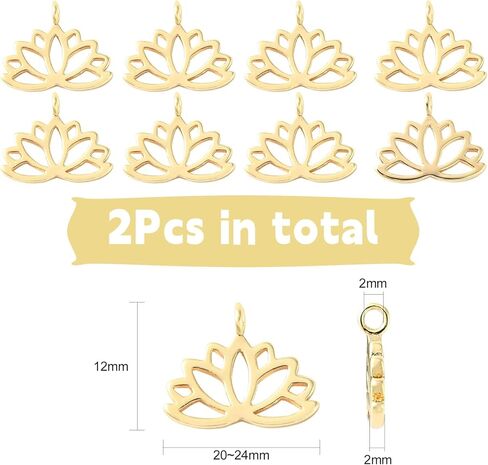 KitBeads 2pcs Brass Lotus Flower Charms Real 18K Gold Plated Yoga Hindu Hollow Lotus for Bracelet Necklace Jewelry Making in Saudi Arabia