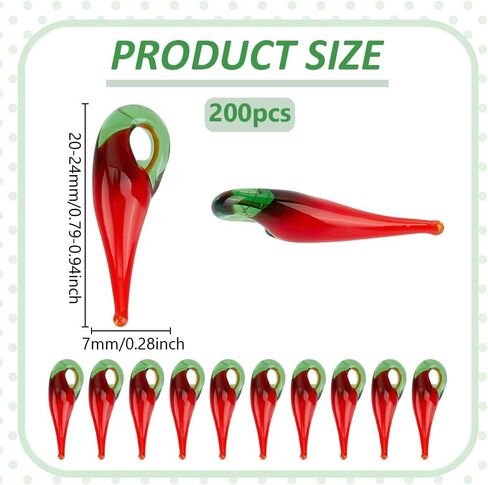 200Pcs Chili Pepper Charms, Glass Red Pepper Pendants Vegetable Charms Bulk Lampwork Beads Pendants 3D Food Jewelry Cute Dangle for DIY Necklace Bracelet Jewelry Making in Saudi Arabia