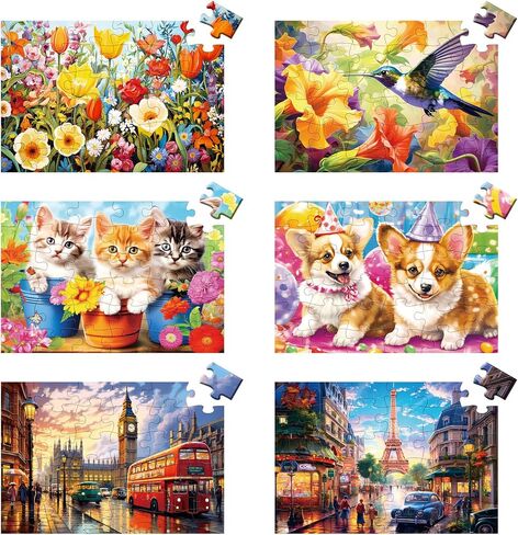 6 Packs 36 Pieces Large Puzzles for Seniors,Dementia Puzzles for Elderly Adults,Jigsaw Puzzles for Adults Seniors with Alzheimer's Dementia with 6 Storage Bags in Saudi Arabia