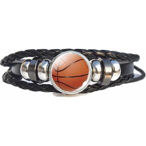 سوار رياضي - 7 هدايا رياضية، كرة السلة، كرة القدم، الكرة اللينة، كرة القدم الأمريكية، الكرة الطائرة، التنس، البلياردو، أساور مضفرة قابلة للتعديل للفتيات والفتيان، عبوة سوداء مكونة من قطعة واحدة in Kuwait