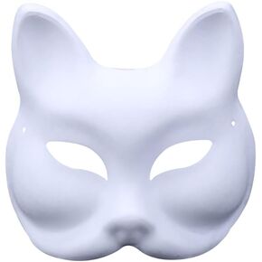 6 Pcs Paper Fox Mask Halloween Blank Fox Mask Animal Unpainted Craft Mask Cosplay Party Fox Mask Dress Up Masks for Masquerade Costume Prop